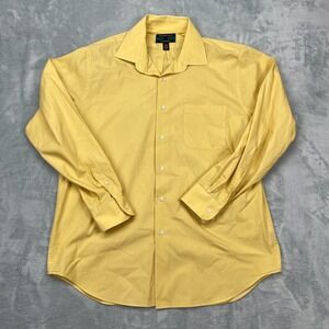 Alexander Julian Dress Shirt Mens Large Yellow Chest Pocket Collared Button Up